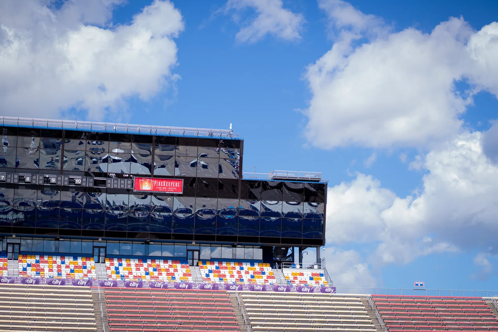 View of the stands from the race track